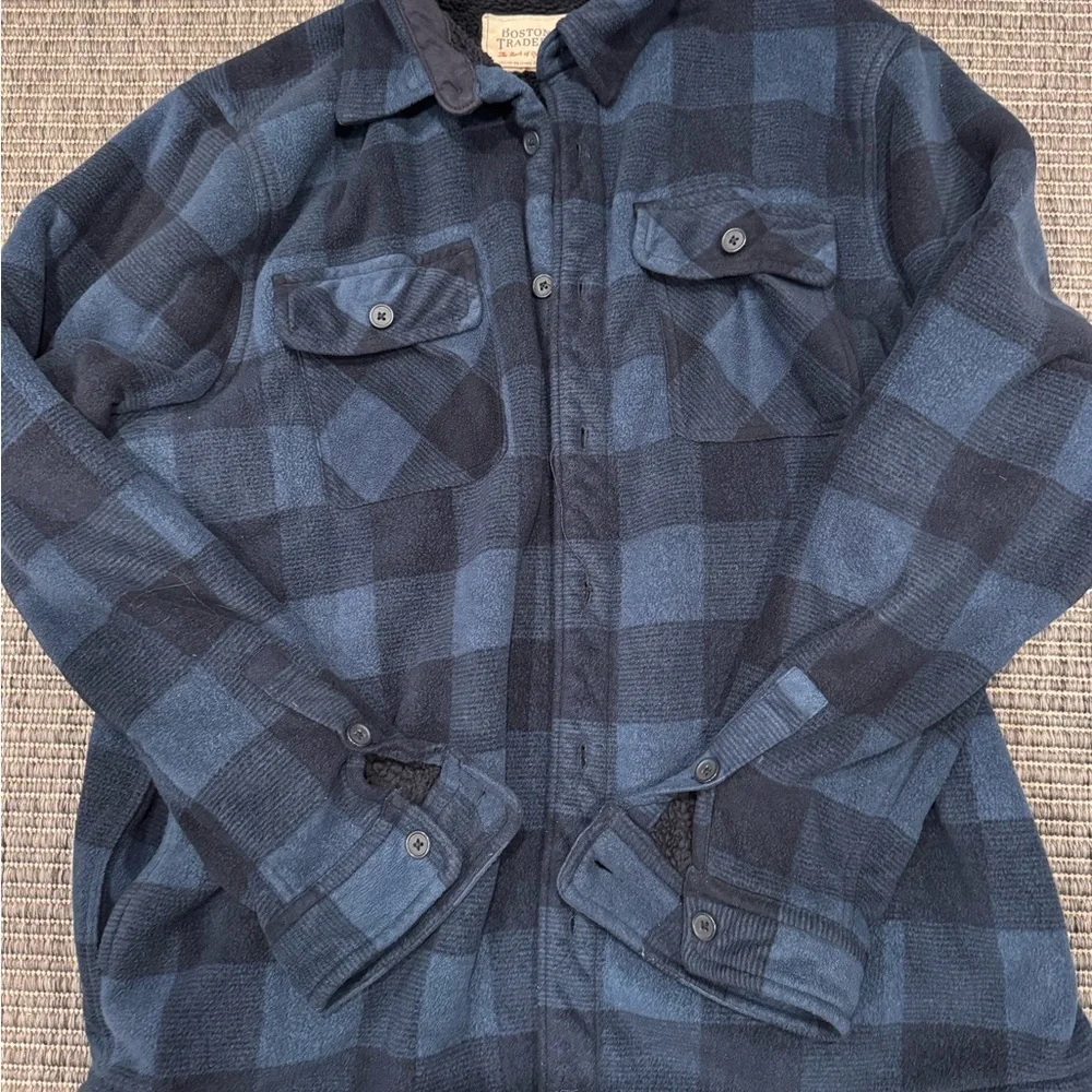 Boston Traders Blue and Black Plaid Shirt Jacket